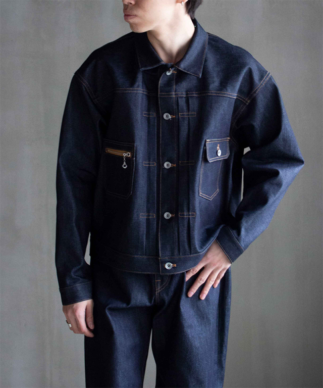 DAIRIKU "Rigid"2PKT Denim Jacket Indigo - Mens