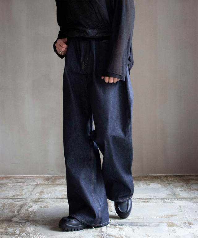 DAIRIKU "Wide"Rigid Denim Pants Indigo - Mens