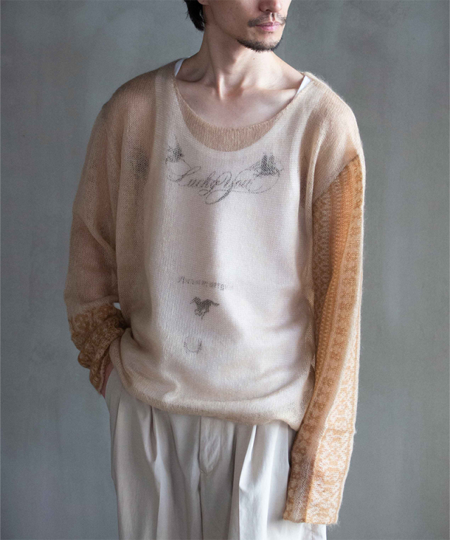 KAKAN [rroomm exclusive]Tribal Tattoo Knit BEIGE - Mens