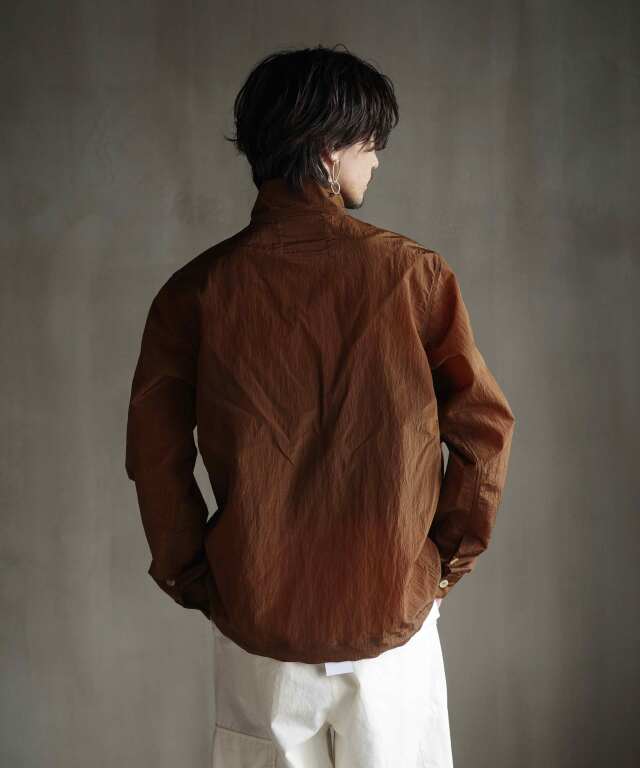 RANRA EPITOME SHINY NYLON L/S SHIRT BRONZE BRONZE BROWN - Mens