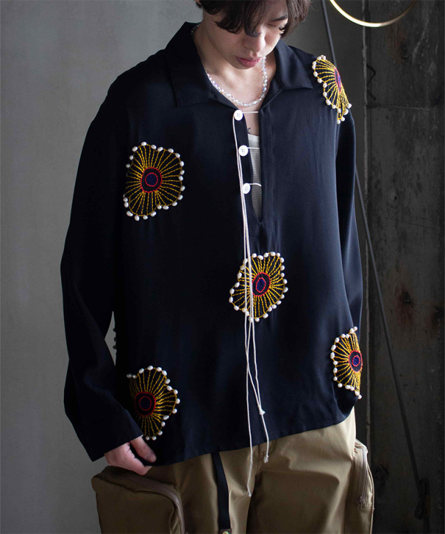 GLASS CYPRESS Black Silk Sunflower Tunic Black - Mens