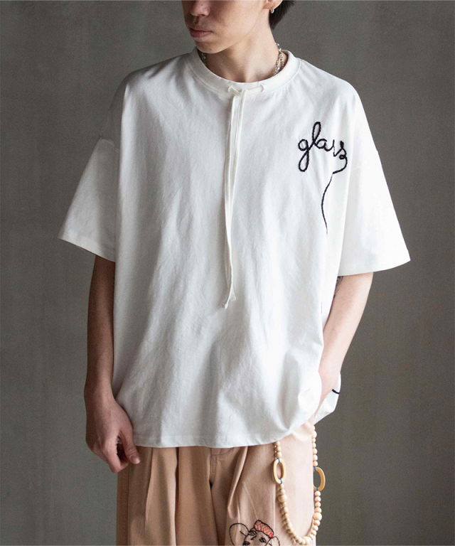 GLASS CYPRESS White Neck Tie T-Shirt White - Mens