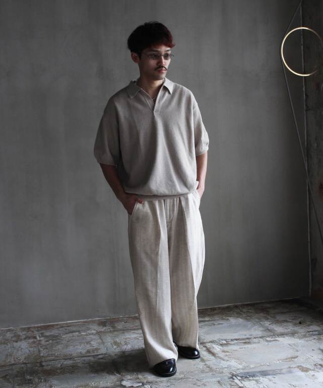 crepuscule Moss Stitch Polo Beige - Mens | rroomm