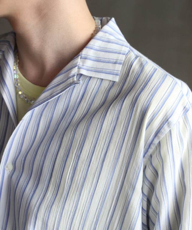 OLD FOLK HOUSE Lounge Shirt White & Blue (lame) - Mens