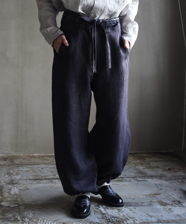 NEZU YO-HINTEN リネンJQワークパンツ チャコール - Mens