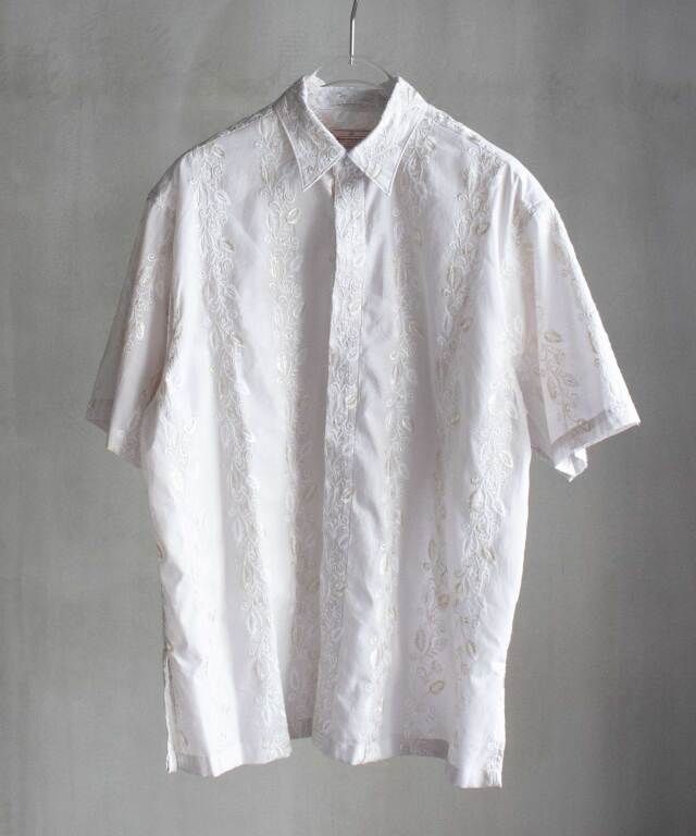 NEZU YO-HINTEN エンブロイダリーショートスリーブシャツ オフホワイト - Mens