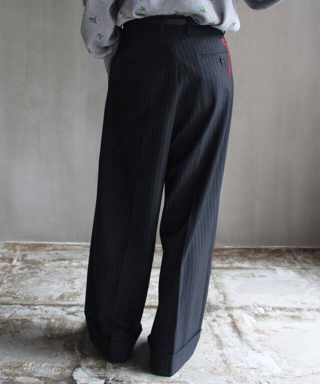 パンツ wide tuck stripe slacks sullen TUCK WIDE STRAIGHT TROUSERS – SULLEN TOKYO