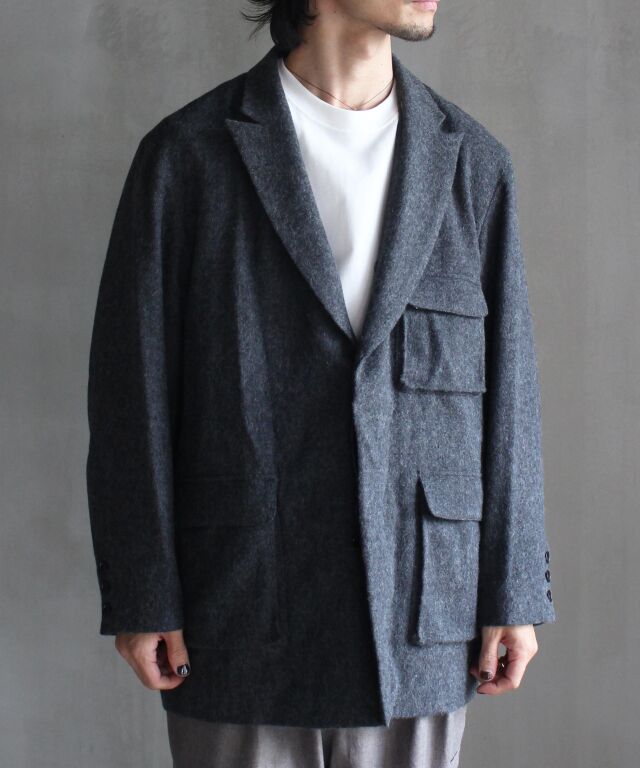 POLYPLOID LONG JACKET C CHARCOAL - | rroomm onlinestore（ルーム