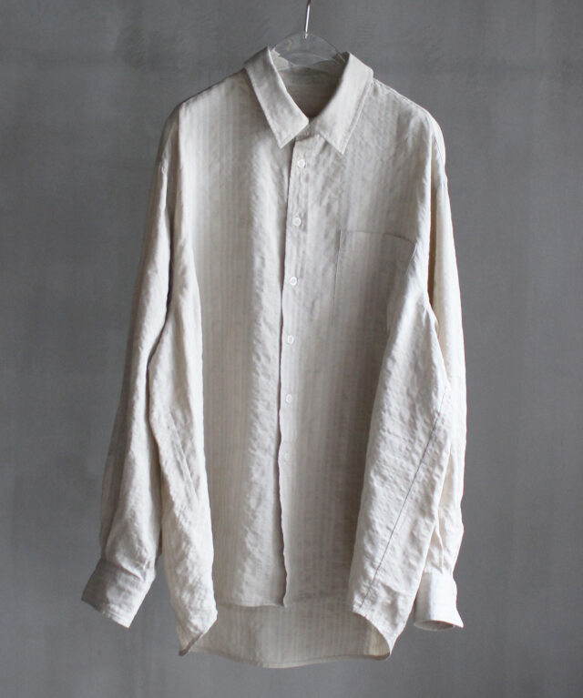 colbo Dress Shirt Natural Wide Seersucker -