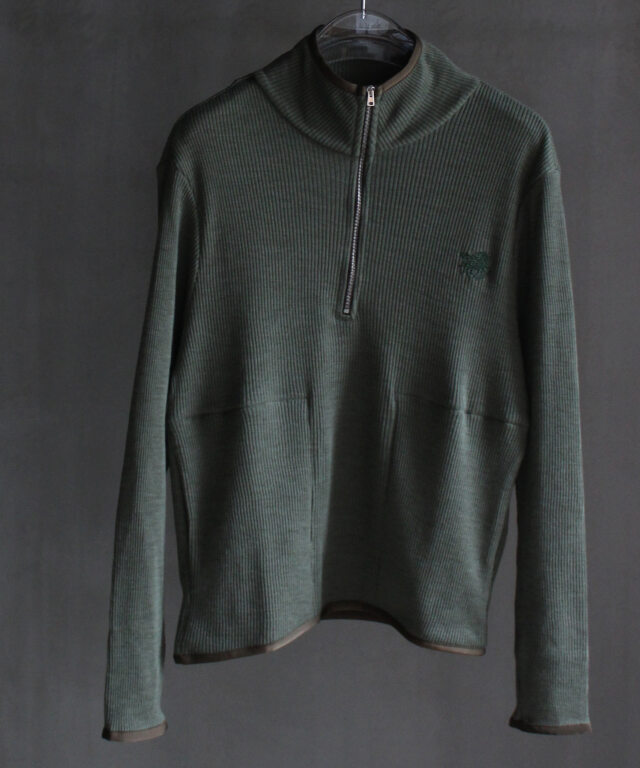 RANRA FISSURE ZIP UP RIB L/S TEE NUTRIA -