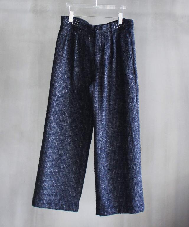 DAIRIKU Adjuster Tweed Wide Slacks Navy -
