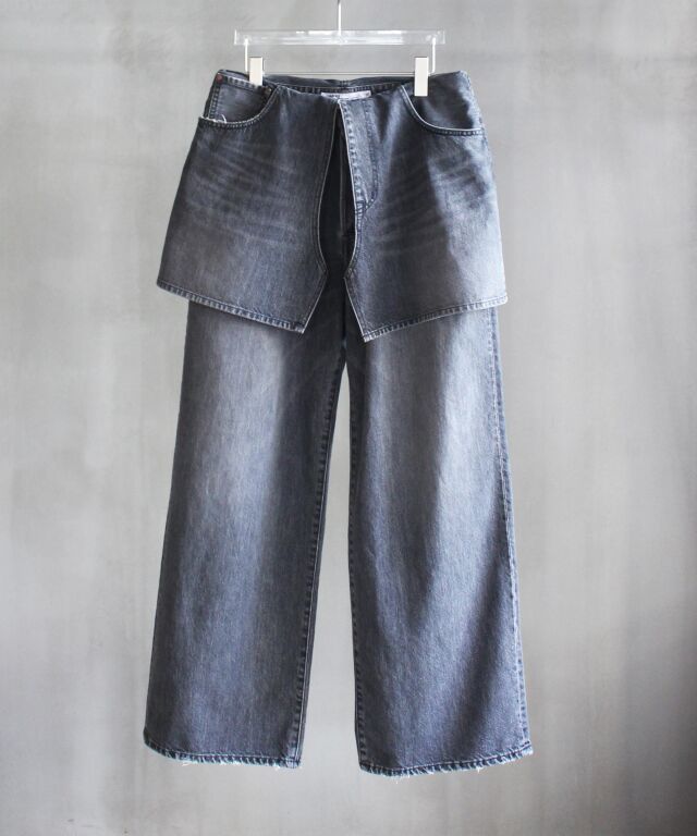 DAIRIKU Skirt Docking Wide Denim Pants
