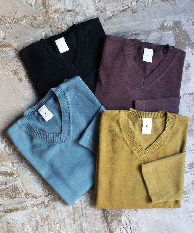 RL V NECK COTTON × ANGOLA 12gg KNIT  -