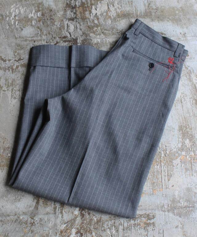 RL VB WOOL SEMI WIDE SLACKS GREY STRIPE -