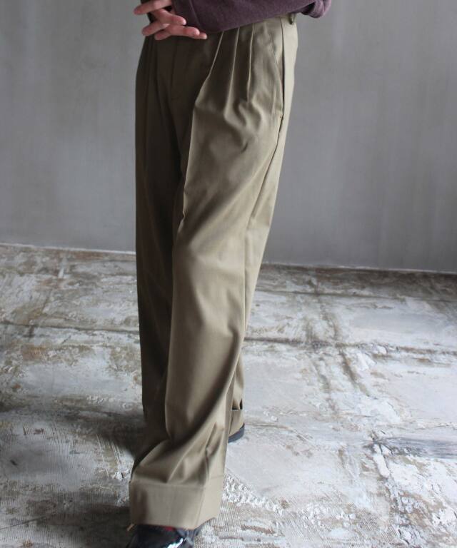 RL VB WOOL SEMI WIDE SLACKS KHAKI - | rroomm onlinestore（ルーム