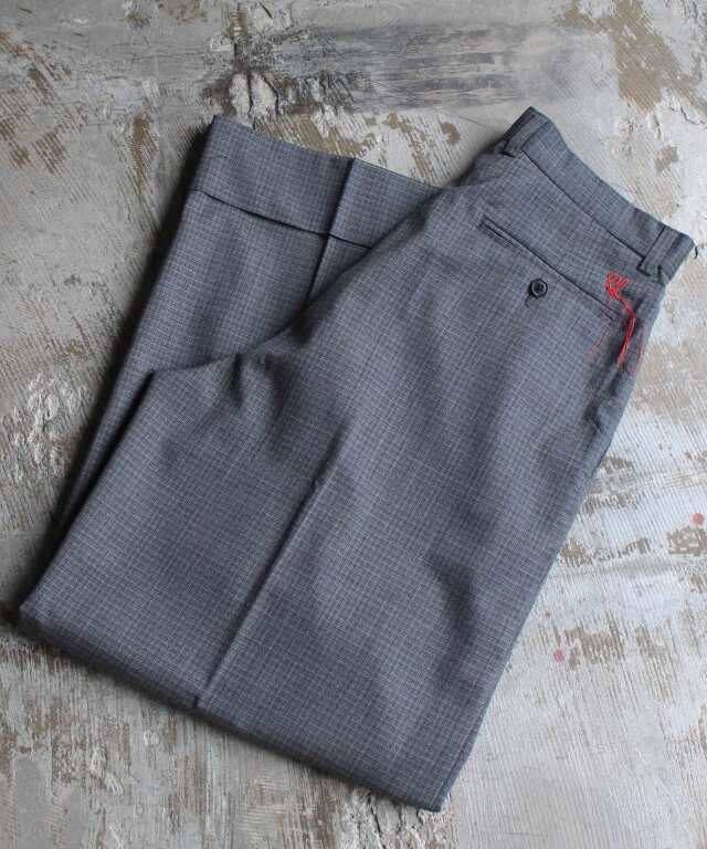 RL VB WOOL SEMI WIDE SLACKS DK GREY CHECK -