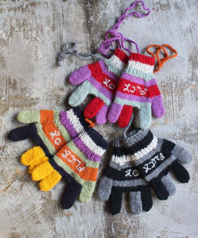 FAQ:japaneeds "F○CK OK" WOOLEN HANDKNIT GLOVE  -