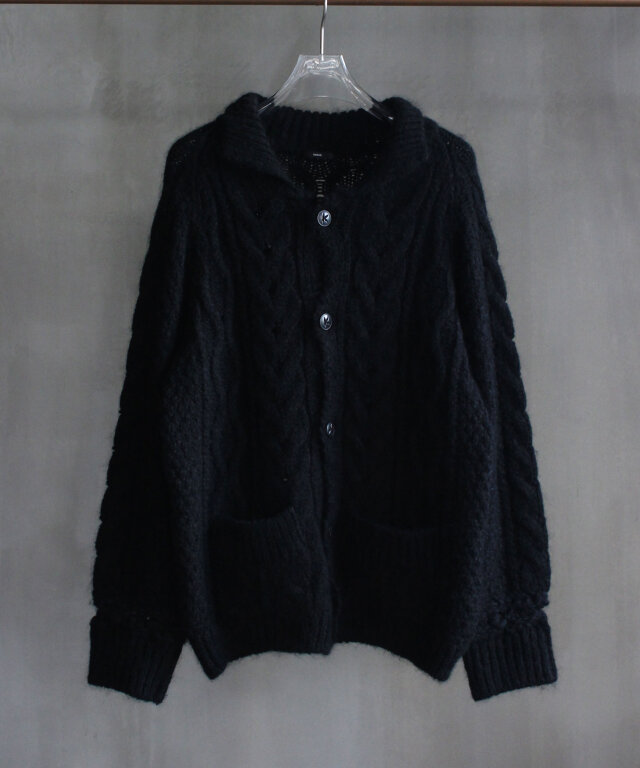 KAKAN HANDSPUN CONBI CARDIGAN  Black -