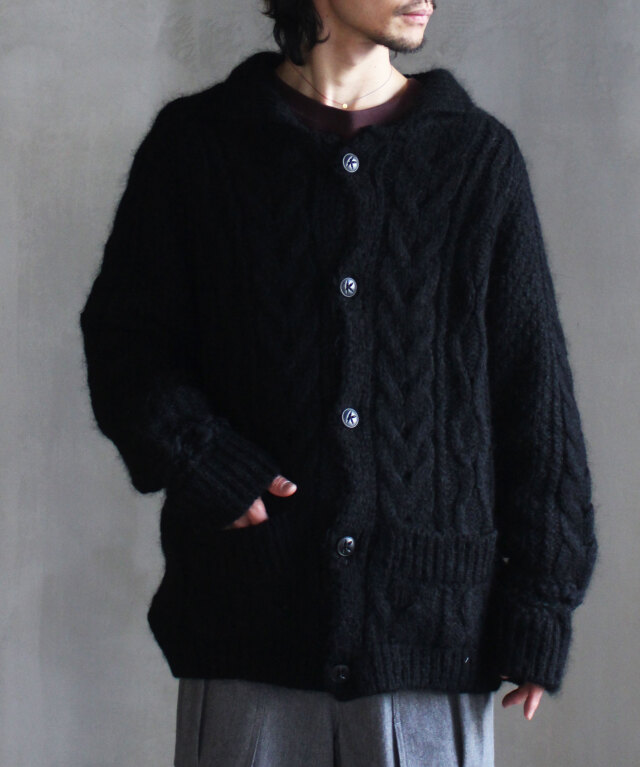 KAKAN HANDSPUN CONBI CARDIGAN Black - | rroomm onlinestore（ルーム