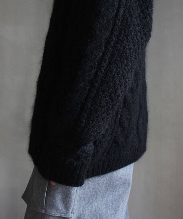 KAKAN HANDSPUN CONBI CARDIGAN Black - | rroomm onlinestore（ルーム