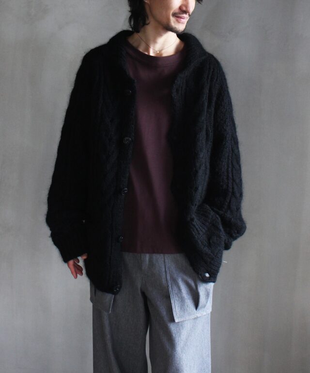 KAKAN HANDSPUN CONBI CARDIGAN Black - | rroomm onlinestore（ルーム