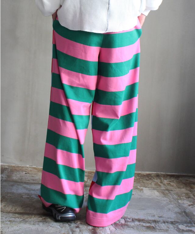 TSTS G.F.G.S DOUBLE SIDED STRIPE PANTS PINK,GREEN,SAXE AND RED