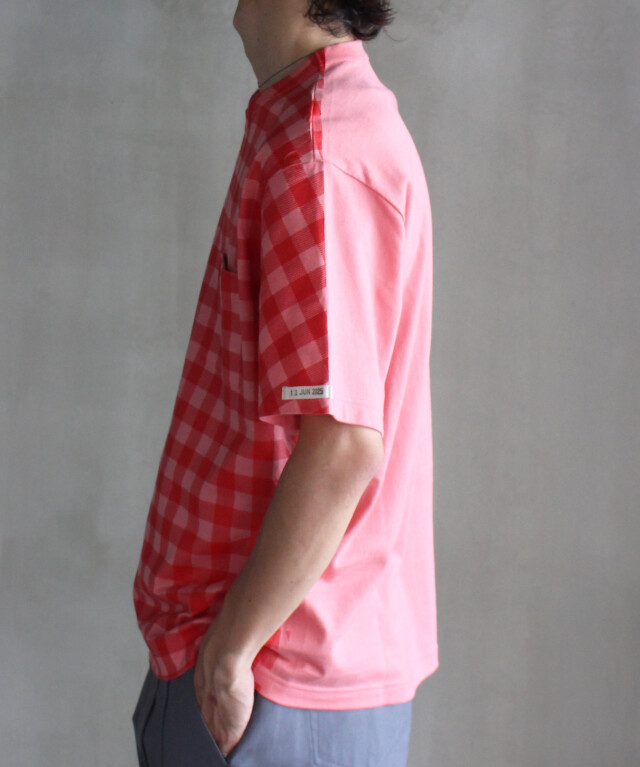 TSTS ピンク チェック柄 Tシャツ TSTS GINGHAM PRINT POCKET T-SHIRT PINK AND RED - | rroomm