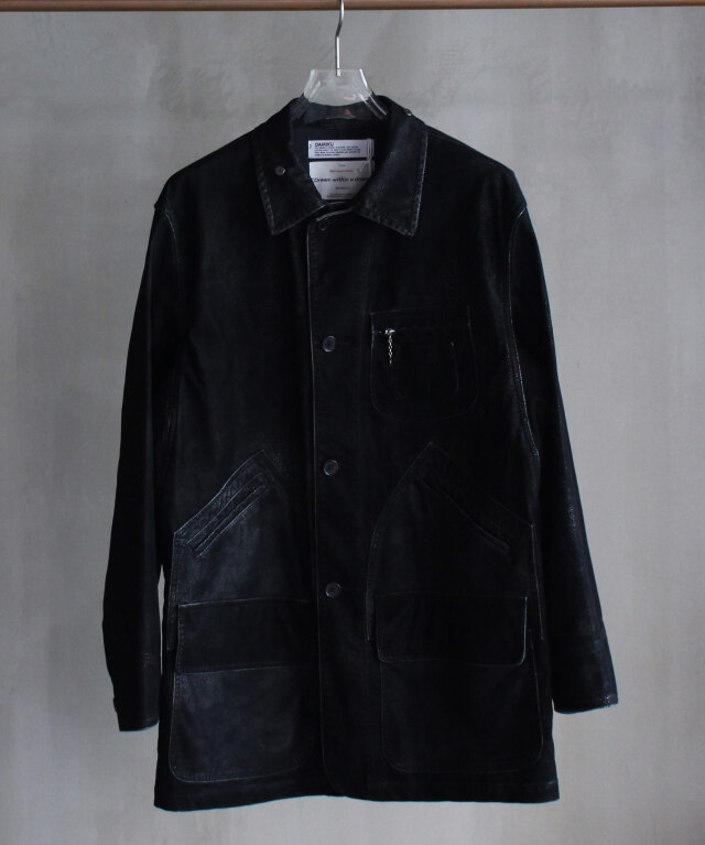 DAIRIKU Artificial Leather Hunting Jacket Black -