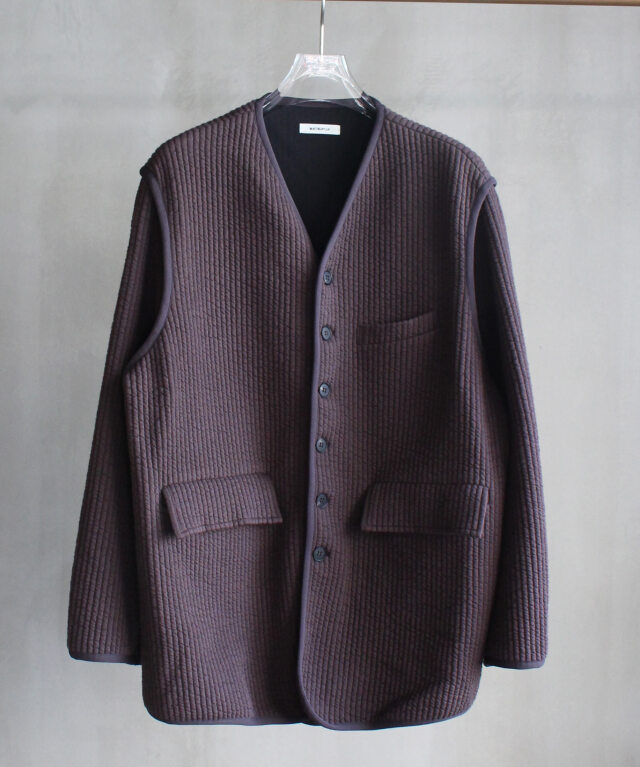 MATSUFUJI Stripe Jacquard Over Jacket BROWN -