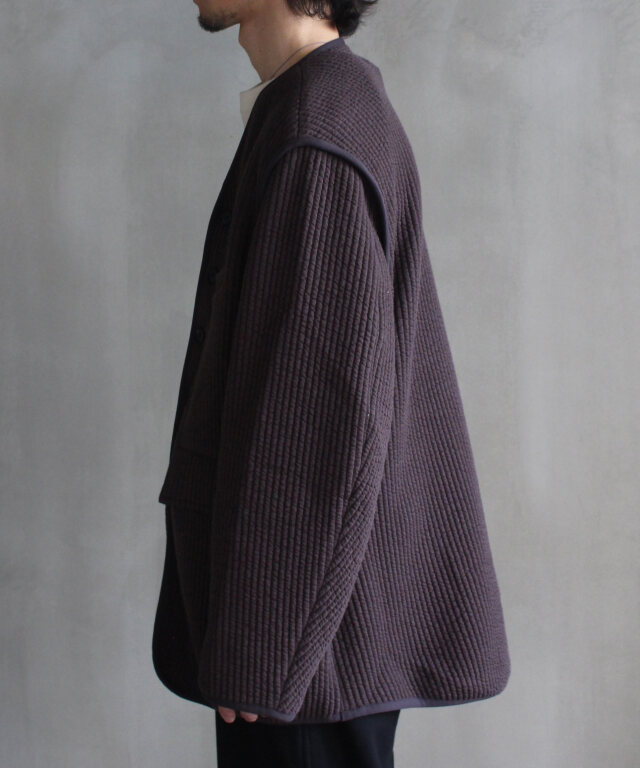 MATSUFUJI Stripe Jacquard Over Jacket BROWN - | rroomm onlinestore