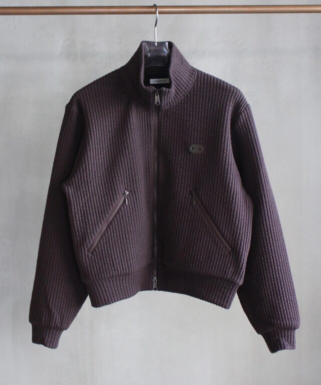 MATSUFUJI Stripe Jacquard Stand Collar Jacket BROWN -