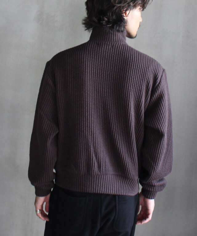 MATSUFUJI Stripe Jacquard Stand Collar Jacket BROWN - | rroomm