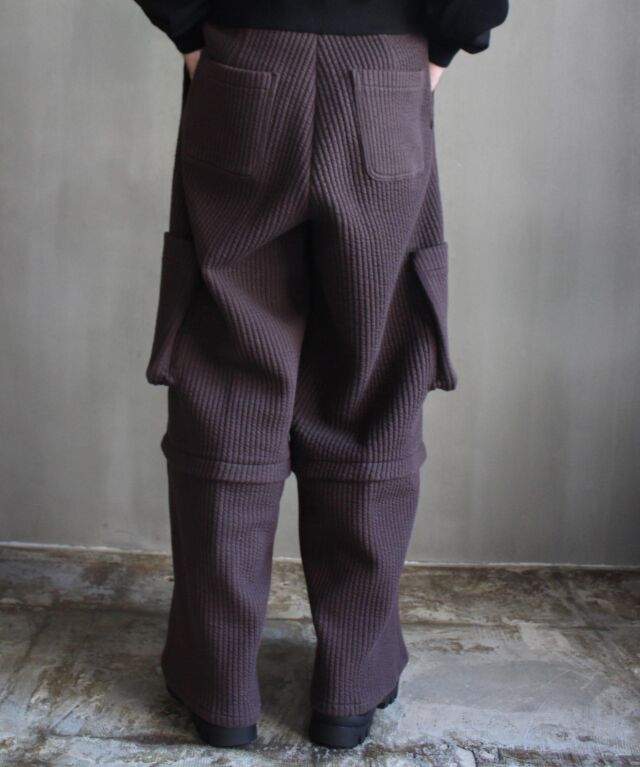 MATSUFUJI Stripe Jacquard Detachable Trousers BROWN - | rroomm