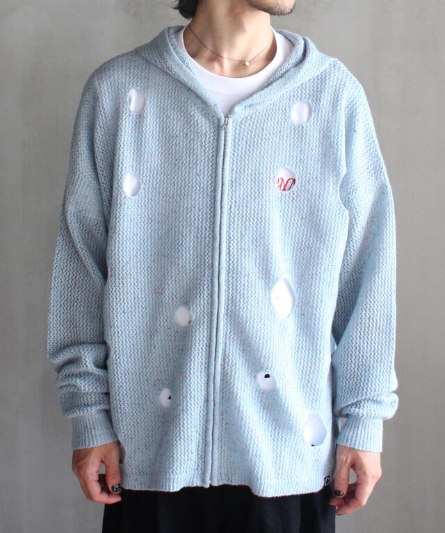 PHINGERIN HOLE KNIT ZIP HOODIE SAX - | rroomm onlinestore（ルーム