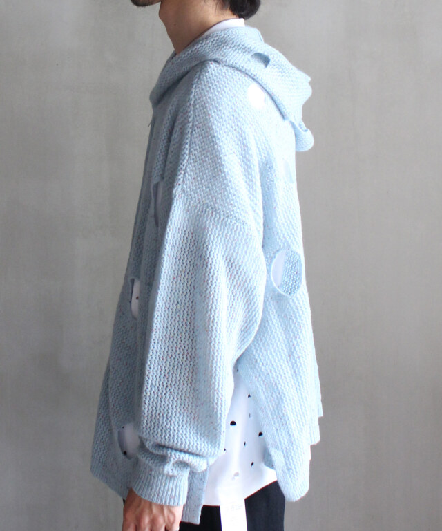 PHINGERIN HOLE KNIT ZIP HOODIE SAX - | rroomm onlinestore（ルーム