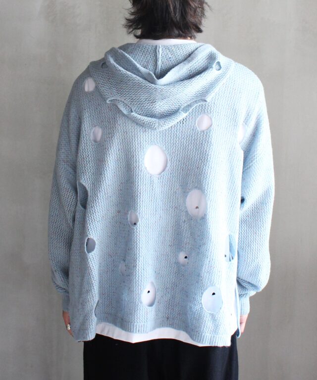 PHINGERIN HOLE KNIT ZIP HOODIE SAX - | rroomm onlinestore（ルーム