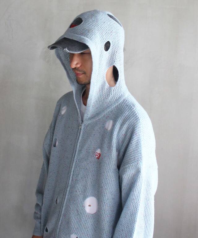 PHINGERIN HOLE KNIT ZIP HOODIE SAX - | rroomm onlinestore（ルーム