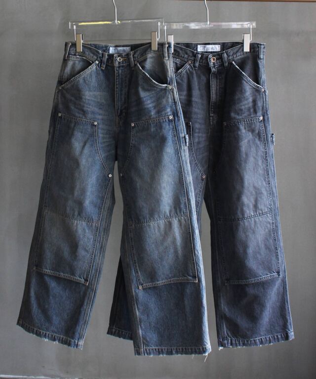 DAIRIKU Vintage Washed Painter Denim Wide Pants