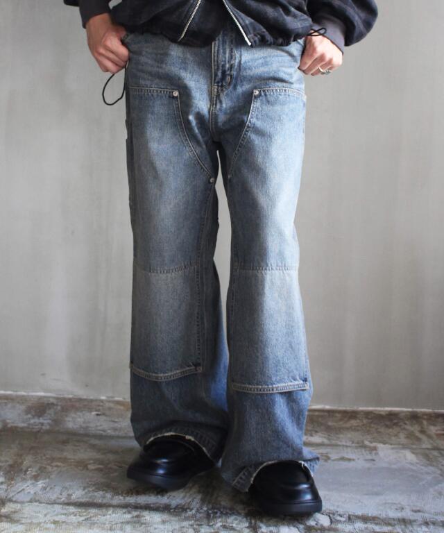 DAIRIKU Vintage Washed Painter Denim Wide Pants - | rroomm