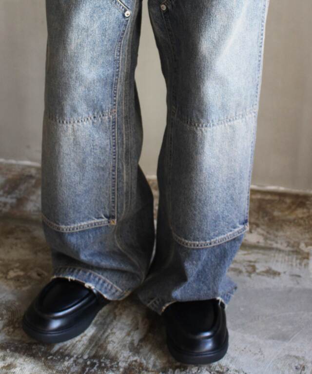 DAIRIKU Vintage Washed Painter Denim Wide Pants - | rroomm