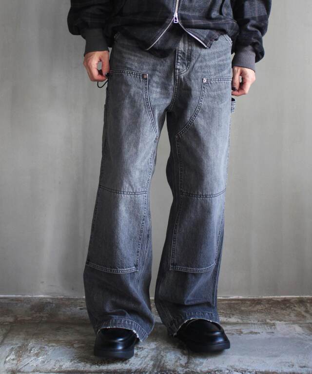 DAIRIKU Vintage Washed Painter Denim Wide Pants - | rroomm