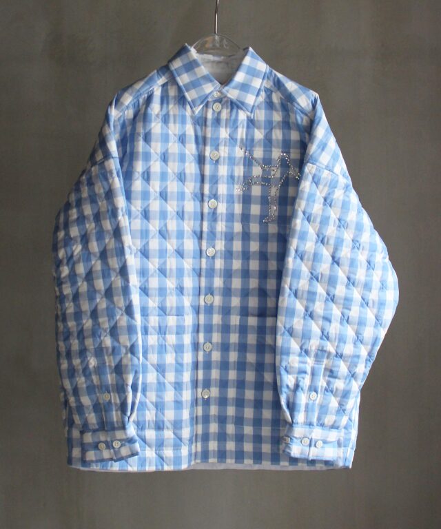 TSTS QUILTED GINGHAM SHIRT BLOUSON SAXE BLUE GINGHAM -