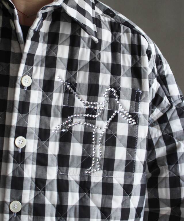 TSTS QUILTED GINGHAM SHIRT BLOUSON BLACK GINGHAM -