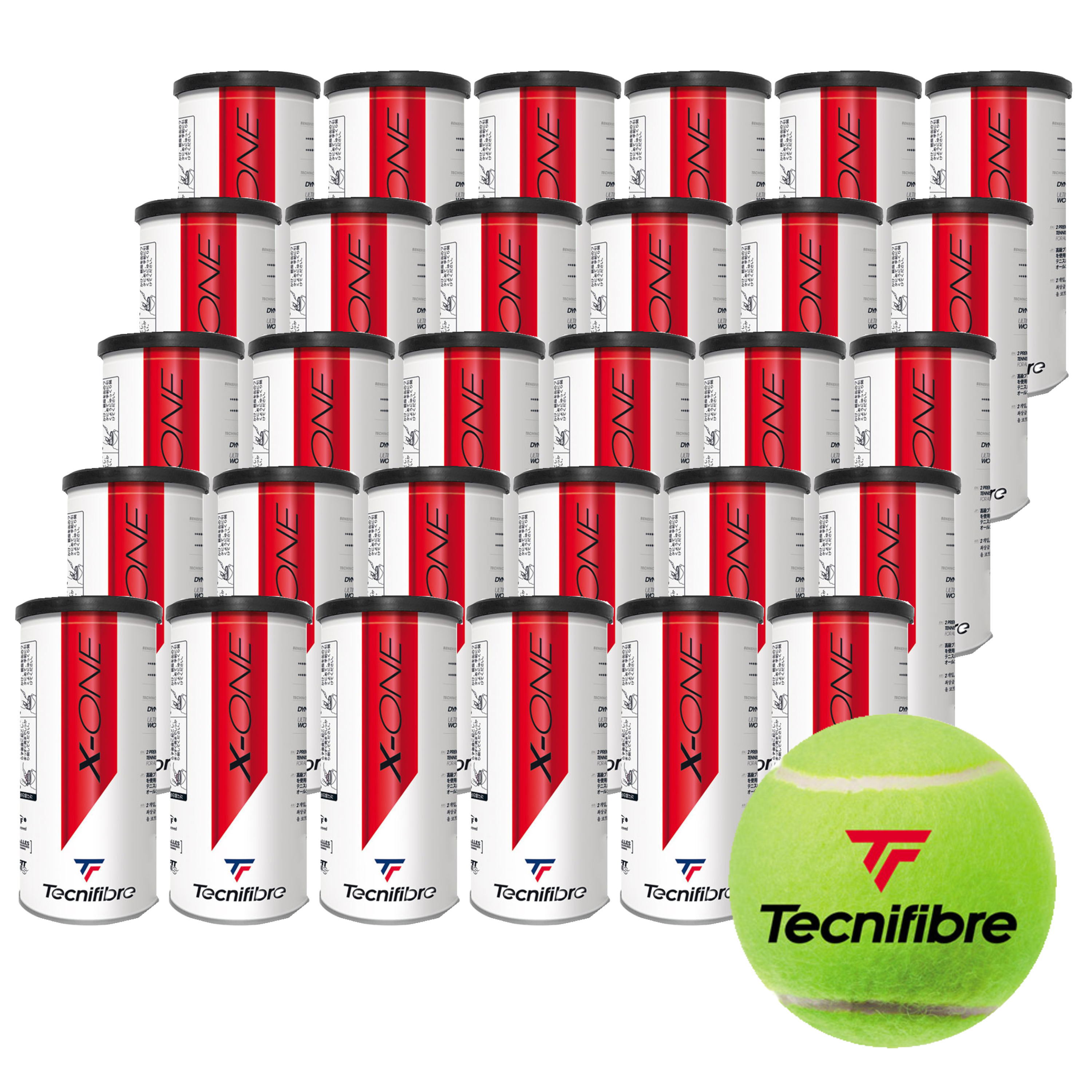 【送料無料】テクニファイバー  テニスボール  X-ONE （2個入缶） 30缶/1箱 ＜60X1JP2X30＞
