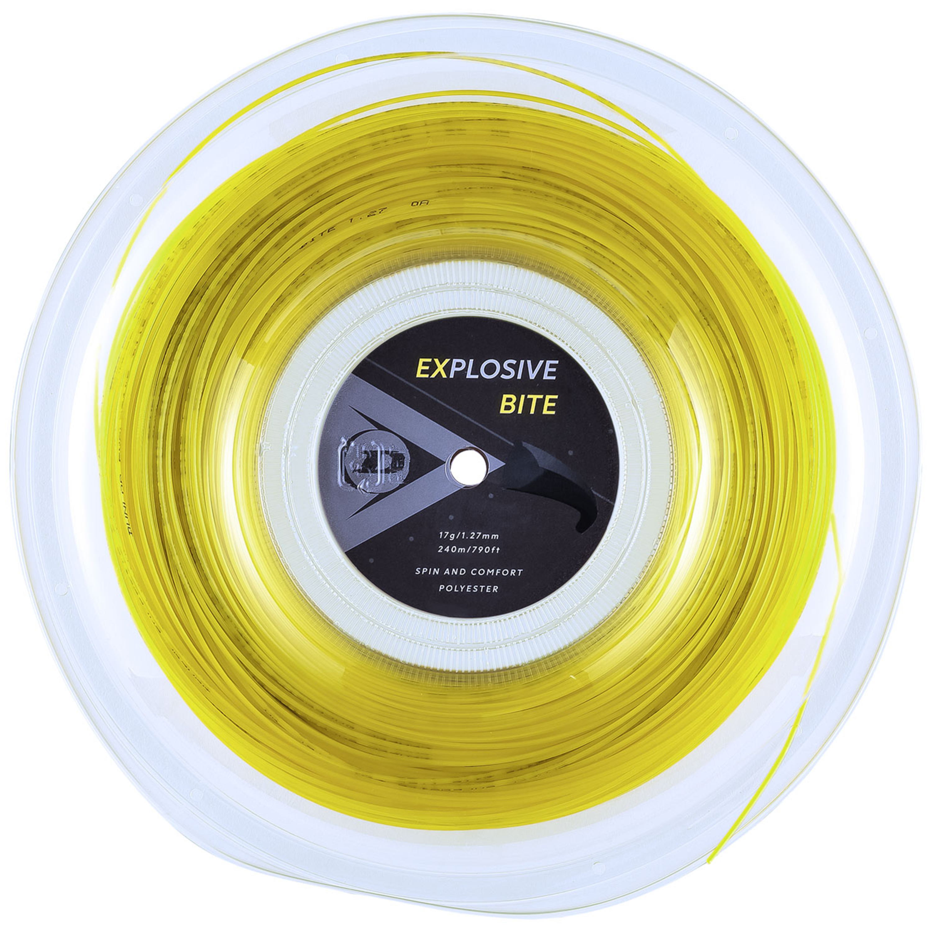 【40％OFF】【送料無料】DUNLOP　テニスストリング　ポリエステル　EXPLOSIVE BITE　240mロール　ゲージ：1.27ｍｍ　イエロー色＜DST12011＞