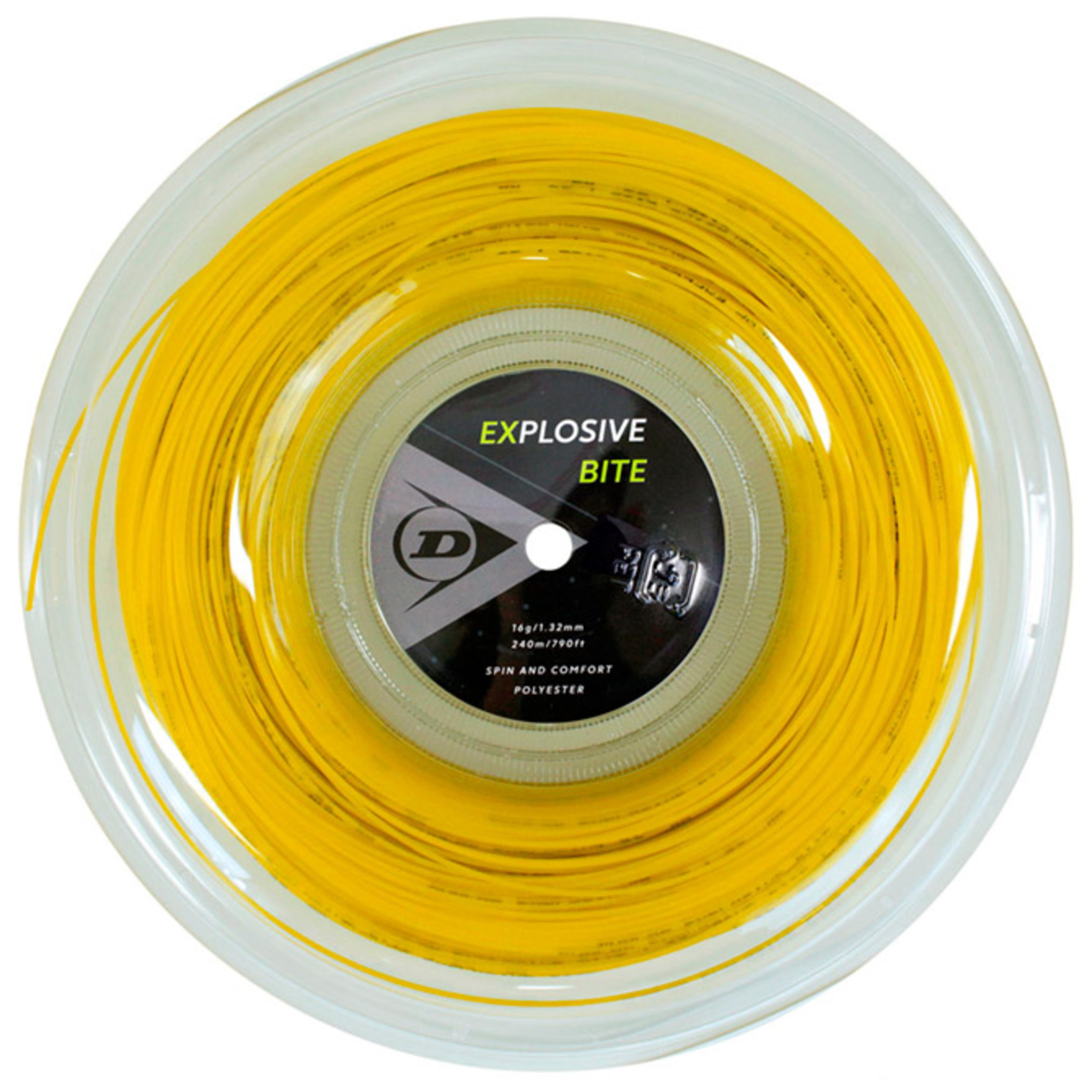 【40％OFF】【送料無料】DUNLOP　テニスストリング　ポリエステル　EXPLOSIVE BITE　240mロール　ゲージ：1.32ｍｍ　イエロー色＜DST12011＞