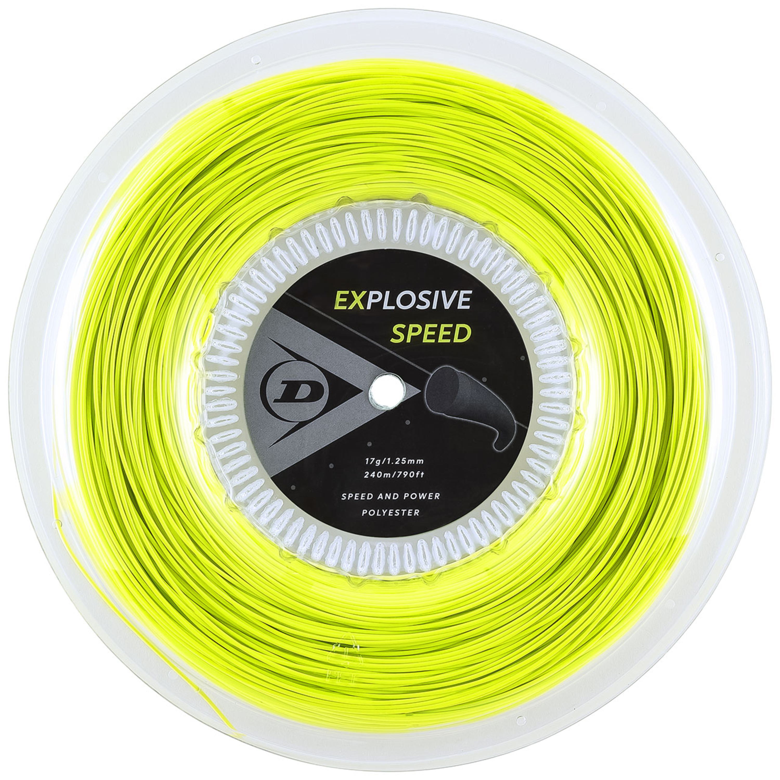 【40％OFF】【送料無料】DUNLOP　テニスストリング　ポリエステル　EXPLOSIVE SPEED　240mロール　ゲージ：1.25mm　イエロー色＜DST12021＞