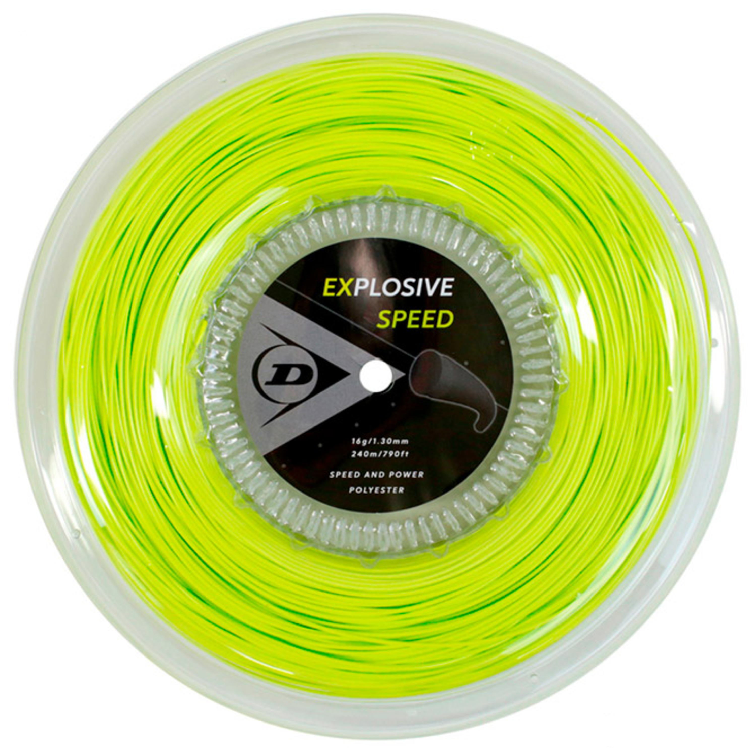 【40％OFF】【送料無料】DUNLOP　テニスストリング　ポリエステル　EXPLOSIVE SPEED　240mロール　ゲージ：1.30mm　イエロー色＜DST12021＞