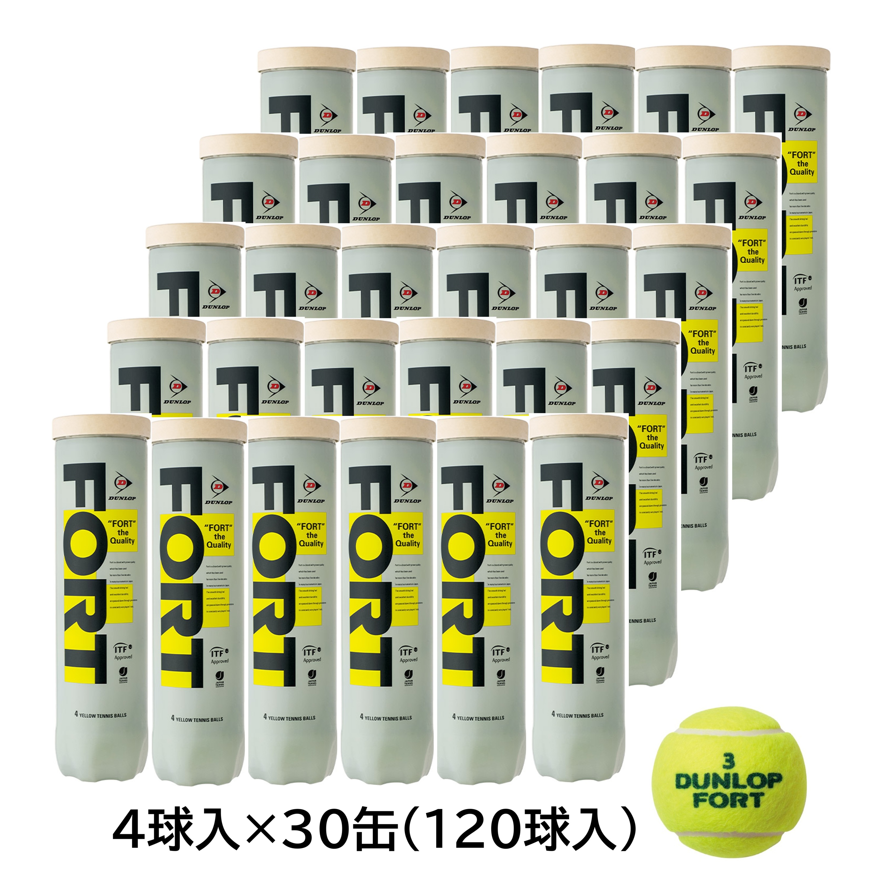 【送料無料】ダンロップ  テニスボール  FORT/フォート　4個入/30缶＜DFCPFYLPT4-1box＞