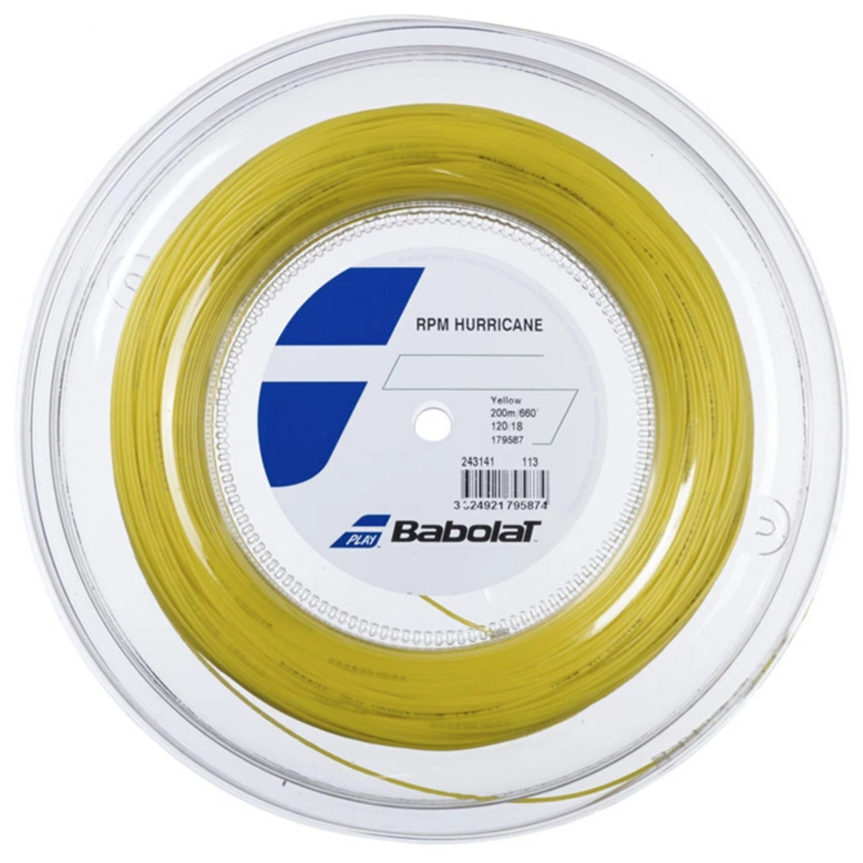 【40％OFF】【送料無料】バボラ テニスストリング ポリエステル  RPM ハリケーン200mロール　　　ゲージ：1.20ｍｍ　　品番：243141